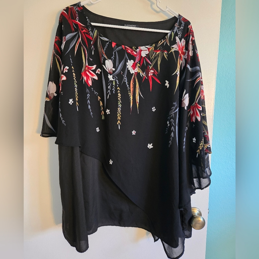 BloomChic Black Floral Blouse Size 22